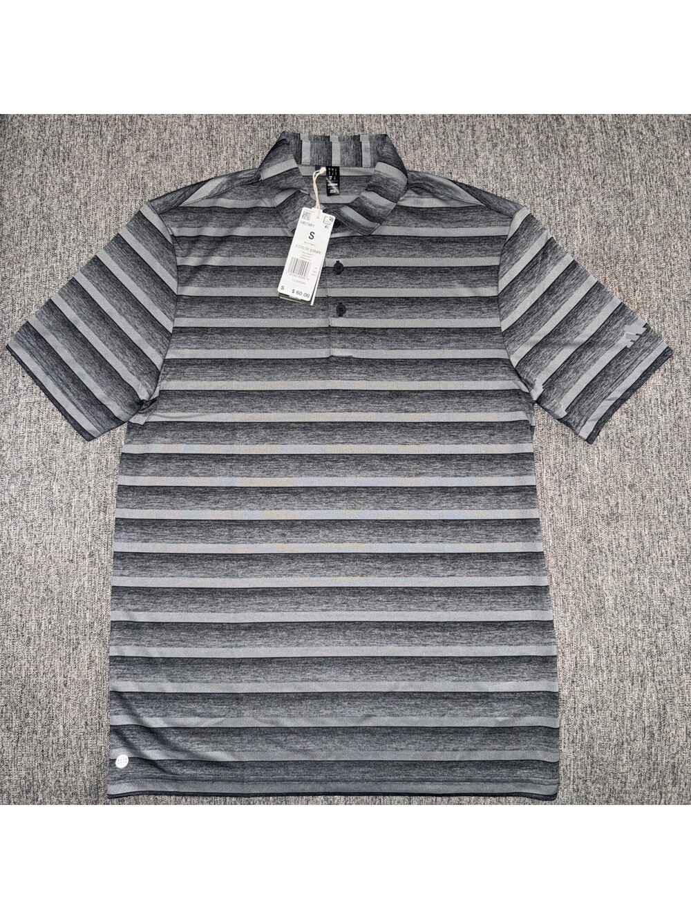 Adidas Men’s Small Two Color Stripe Polo Shirt HR7981 Black/Grey Four New